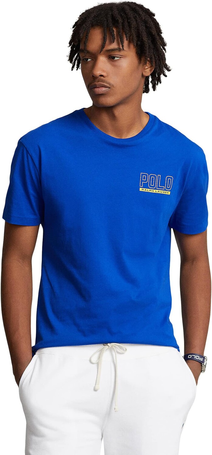 

Классическая футболка из джерси с круглым вырезом и логотипом Polo Ralph Lauren, синий