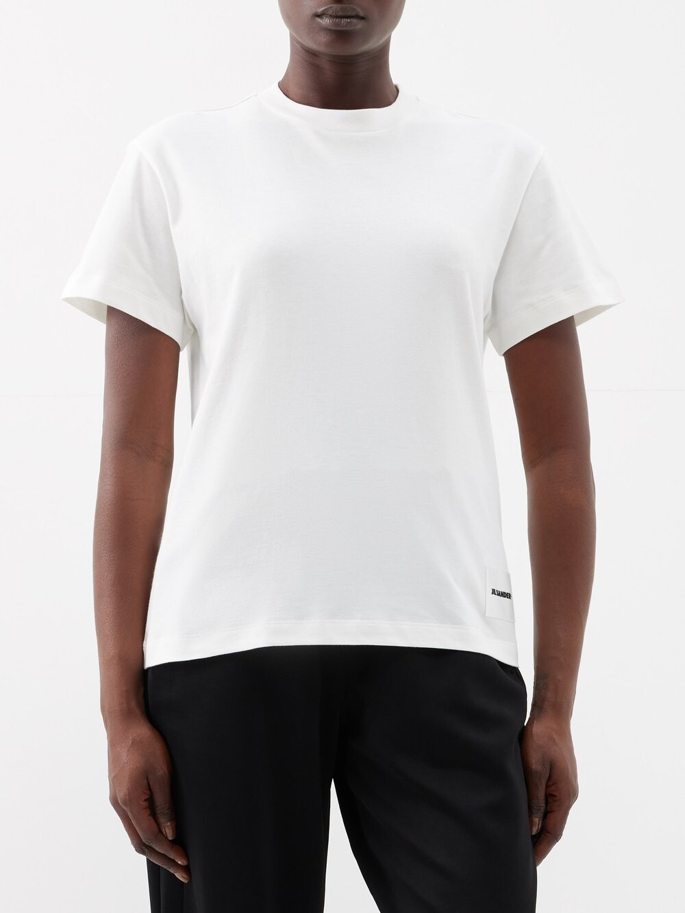 

Футболка из хлопкового джерси с нашивкой-логотипом Jil Sander, белый