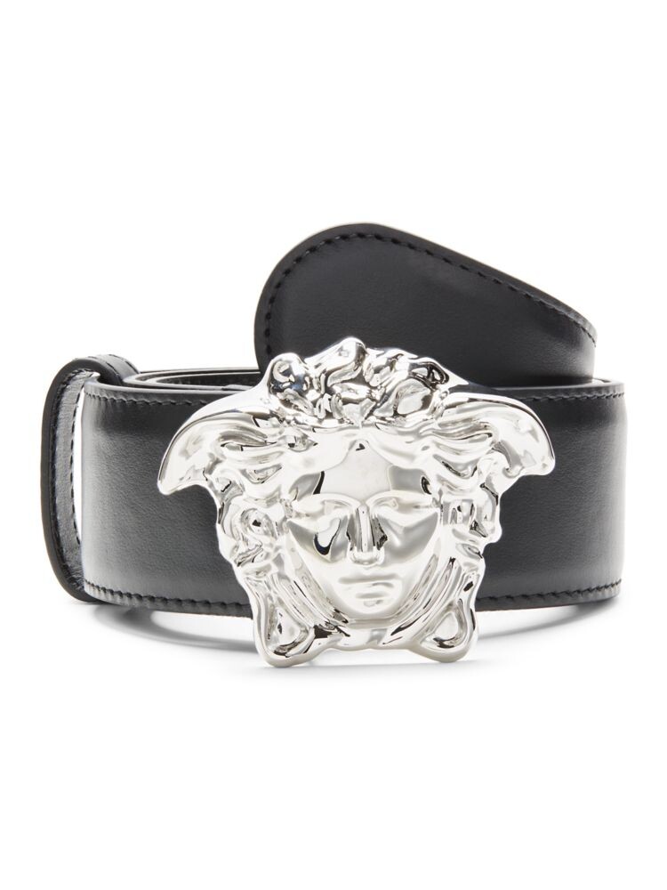 

Кожаный ремень с пряжкой Medusa Versace, черный