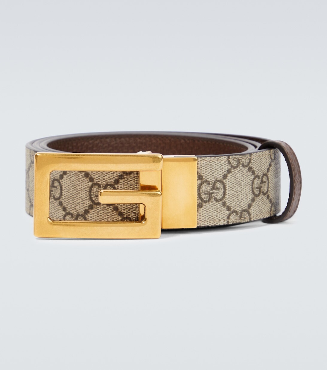 

Двусторонний кожаный ремень Square G Gucci, коричневый