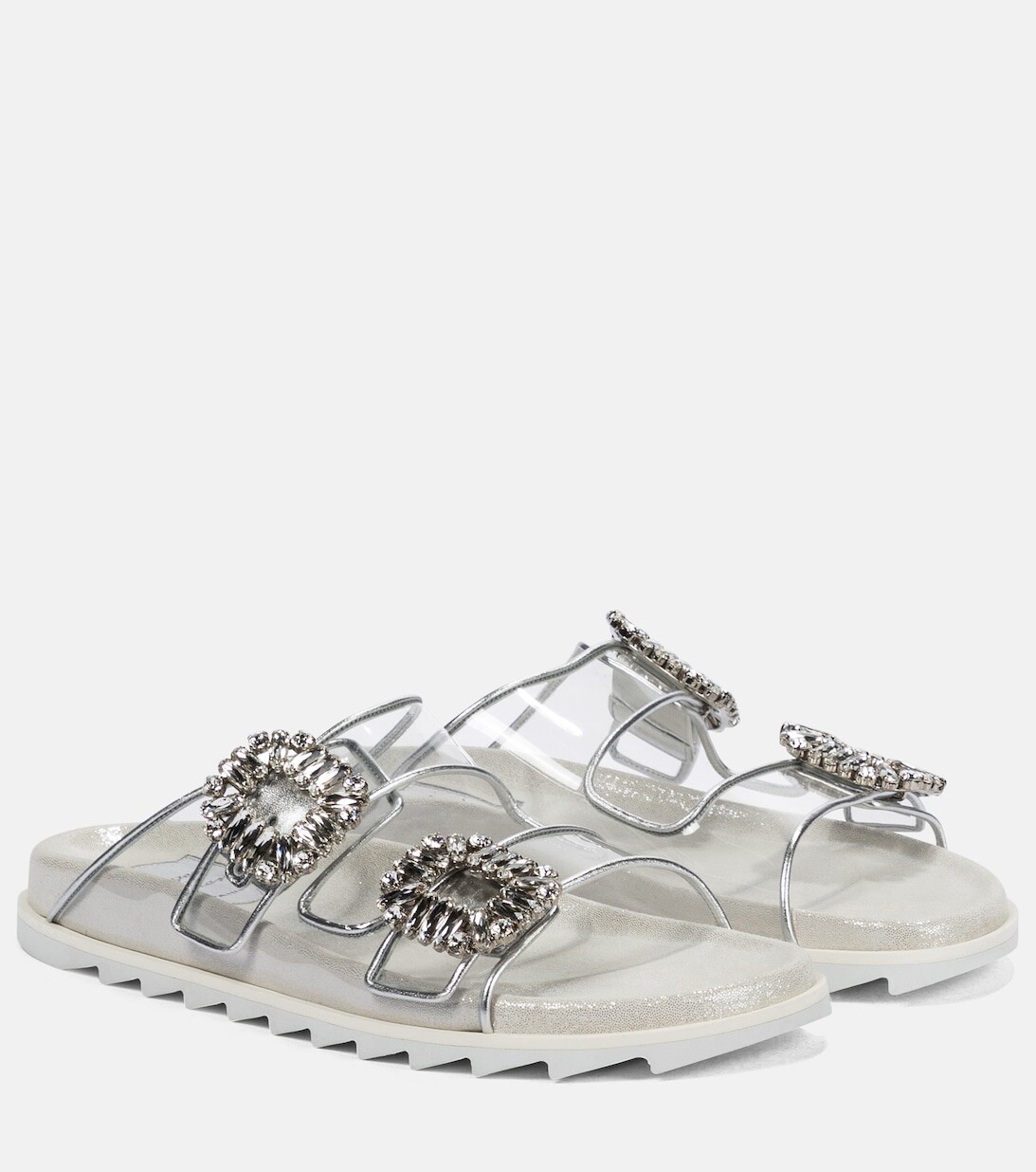 

Сандалии Slidy Viv из кожи и ПВХ Roger Vivier, серебряный