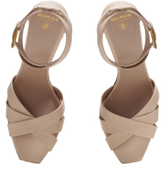 

Кожаные босоножки на платформе Ava Balmain, бежевый