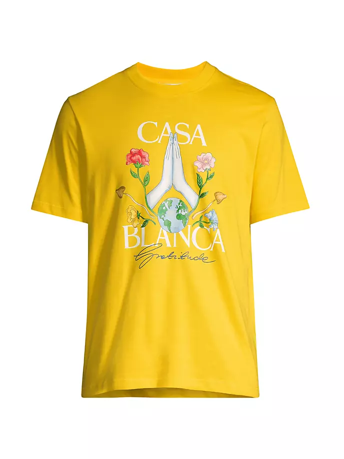 

Футболка «За мир» с надписью «Благодарность» Casablanca, цвет lemon jersey gratitude