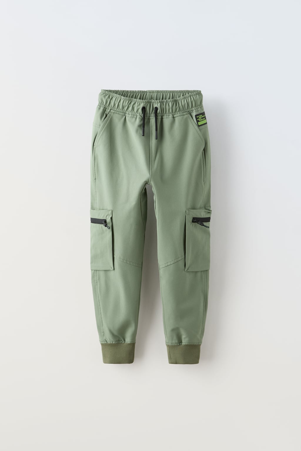 Спортивные технические брюки-грузы ZARA, средне-зеленый технические плюшовые брюки zara средне серый