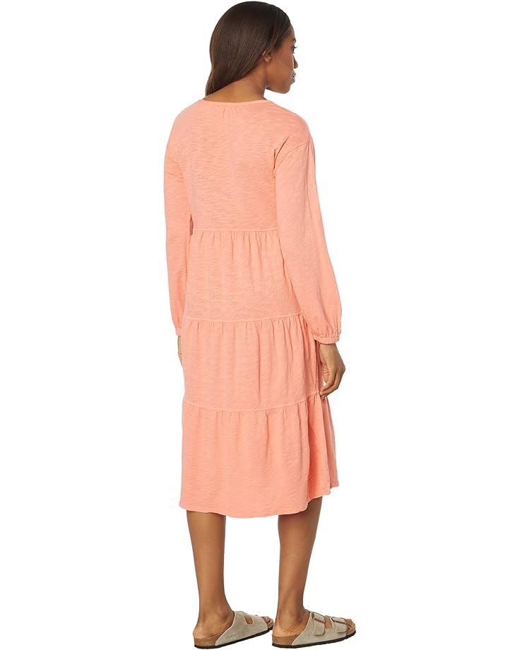 Платье Mod-o-doc Slub Jersey Long Sleeve Shirred Tiered Dress, цвет Coral Clay