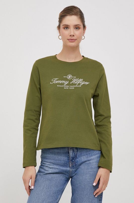 

Хлопковый топ с длинными рукавами Tommy Hilfiger, зеленый