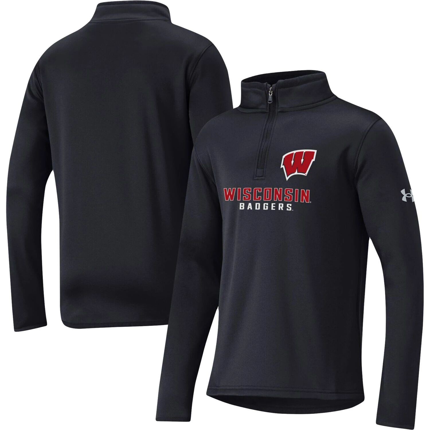 

Черная флисовая куртка с молнией на четверть Youth Under Armour Wisconsin Badgers Under Armour