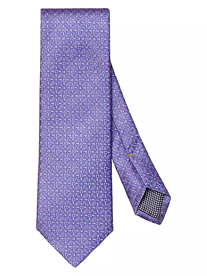 Шелковый галстук с цветочным принтом Eton, фиолетовый
