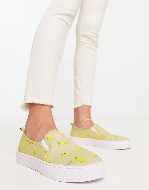 

Лимонные слипоны ASOS DESIGN Dotty