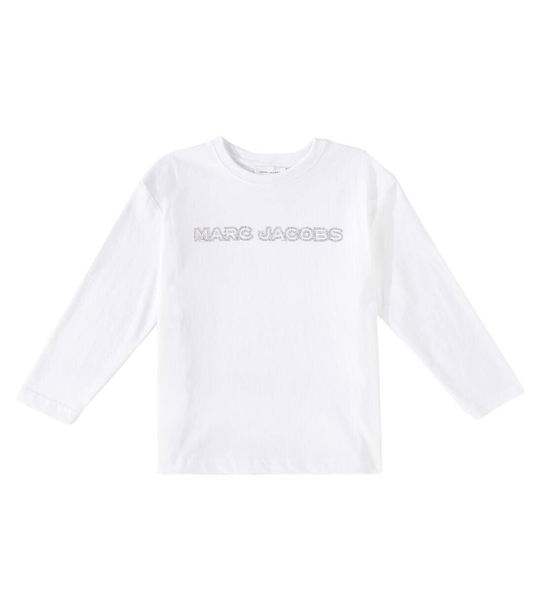

Хлопковый топ с логотипом и кристаллами Marc Jacobs Kids, белый