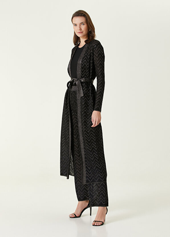 

Черный длинный кардиган с зигзагообразным узором Missoni