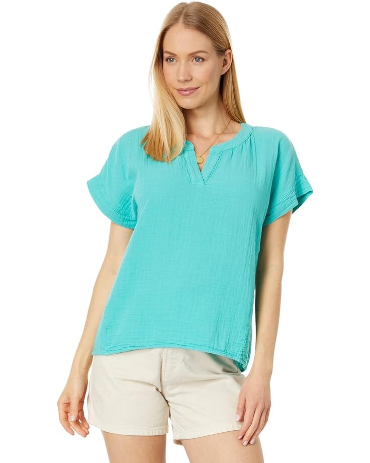 

Топ Mod-o-doc Double Layer Gauze Short Dolman Sleeve, цвет Aqua Reef