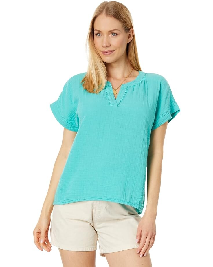 Топ Mod-o-doc Double Layer Gauze Short Dolman Sleeve, цвет Aqua Reef