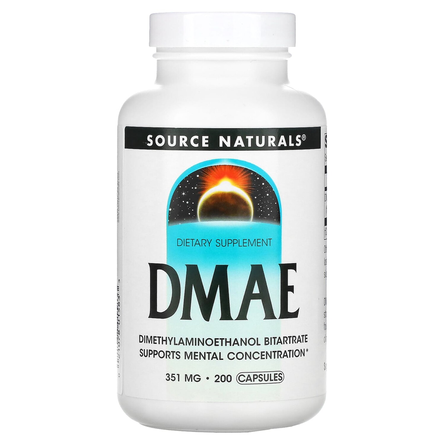 

ДМАЭ, 351 мг, 200 капсул, Source Naturals