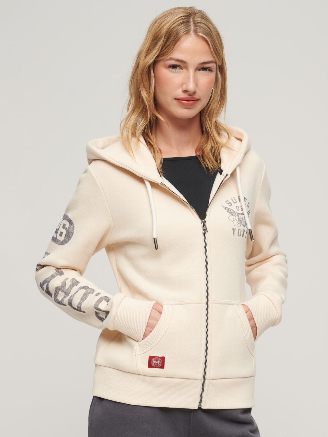 

Толстовка на молнии Athletic College Superdry, овсянка бежевая, Бежевый