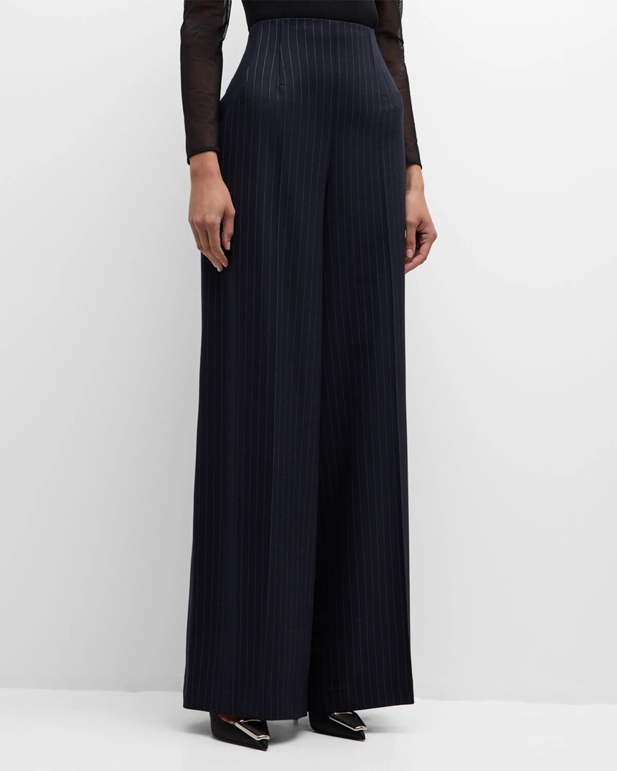 

Широкие брюки в тонкую полоску Oscar de la Renta, цвет Navywhite