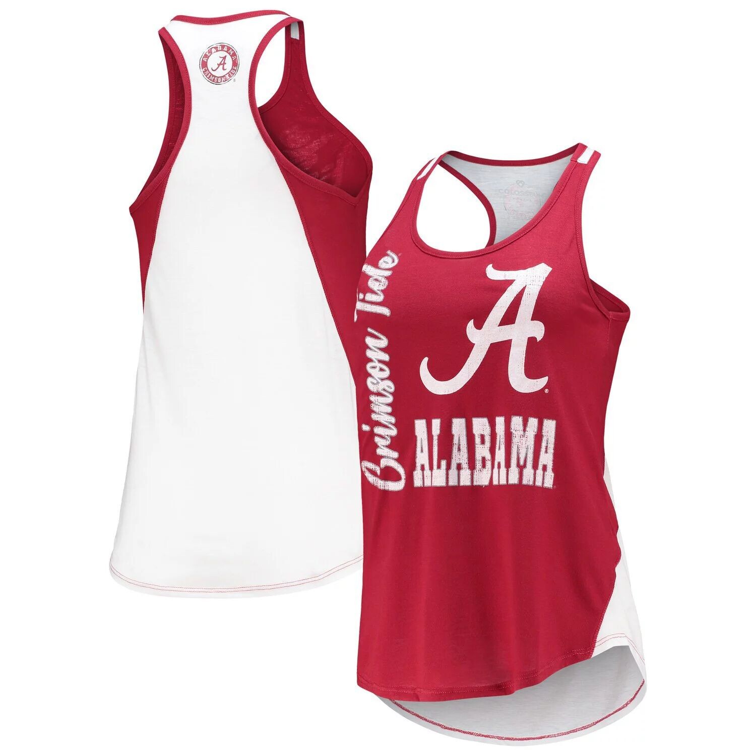 

Женская майка Colosseum Crimson/White Alabama Crimson Tide George Glass 2-Hit с круглым вырезом-борцовкой Colosseum