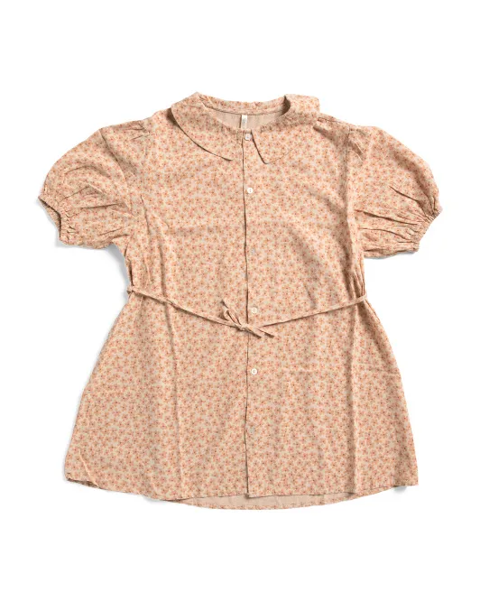 

Оливковое платье из льняной смеси для больших девочек Rylee + Cru, цвет Primrose