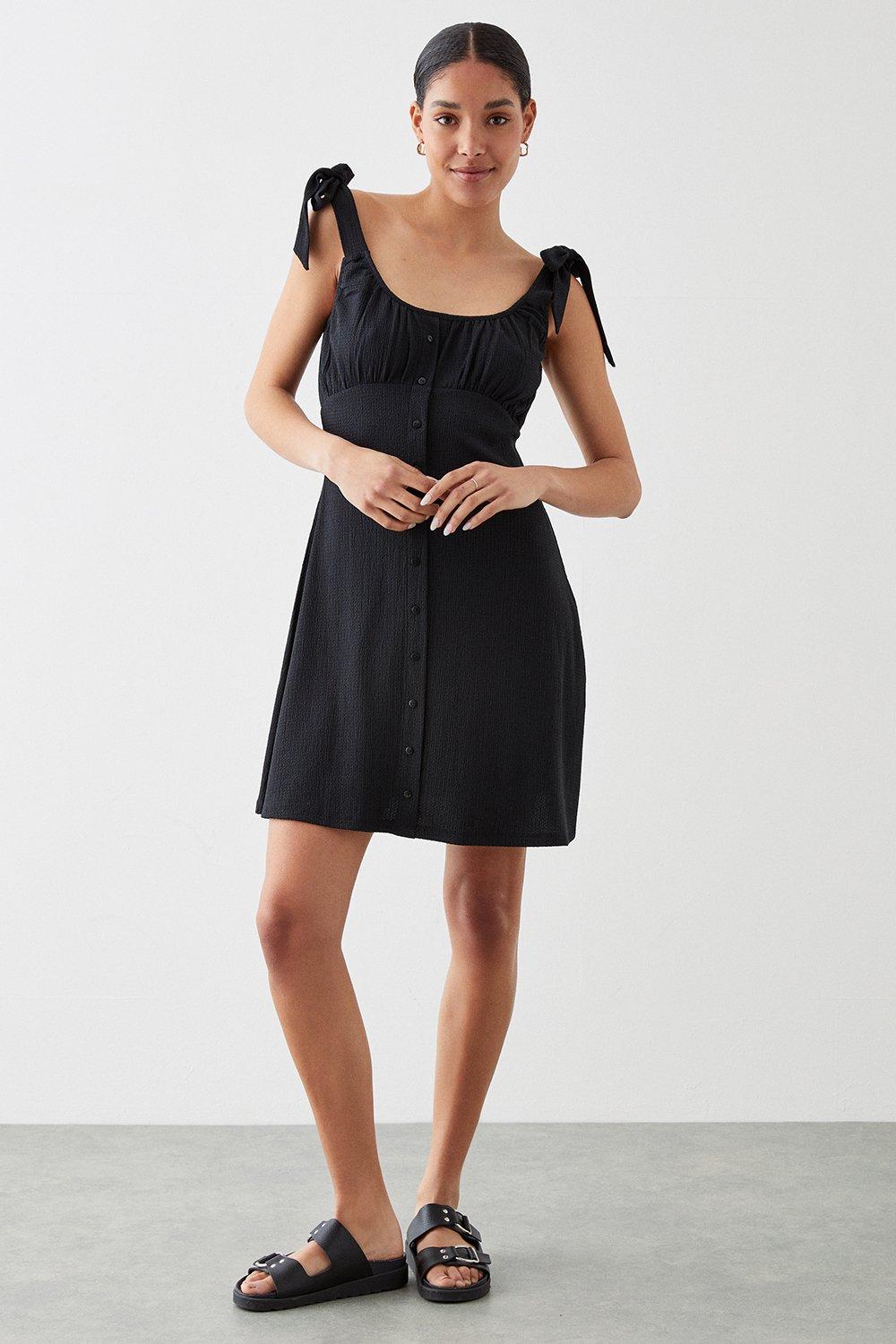 Черное мини-платье на пуговицах Dorothy Perkins, черный фото