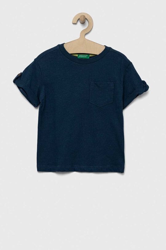

Футболка с добавлением льна United Colors of Benetton, темно-синий