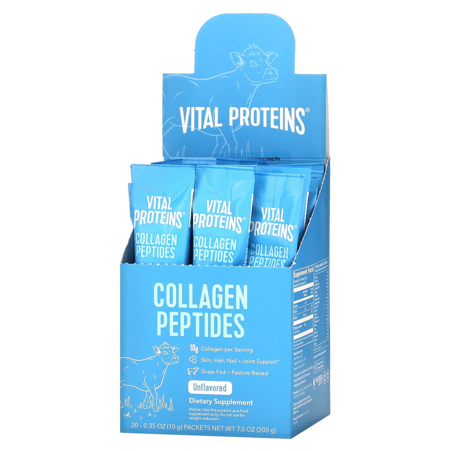 

Пептиды коллагена, без вкуса, 20 пакетиков, весом 10 г (0,35 унции) каждый, Vital Proteins
