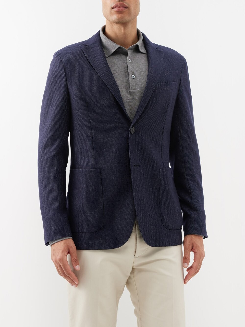 

Однобортный пиджак из смесовой шерсти ZEGNA, синий