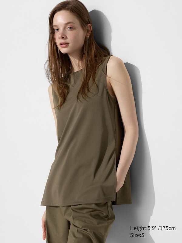 

Футболка без рукавов из креп-джерси Uniqlo, зеленый