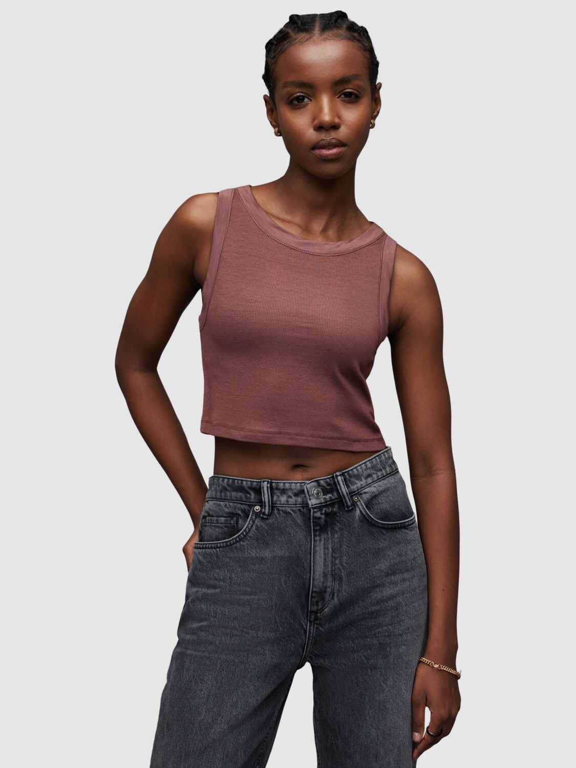 

Укороченная майка AllSaints Rina, розово-лиловый