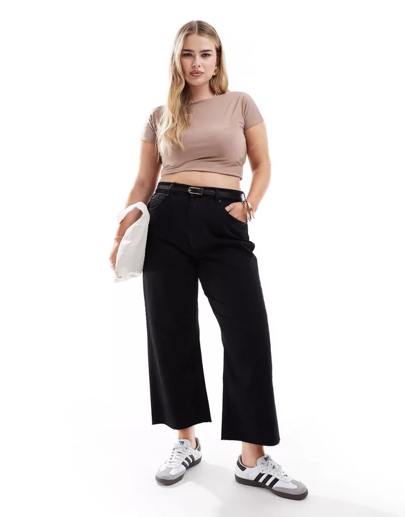 

Черные укороченные прямые джинсы ASOS DESIGN Curve