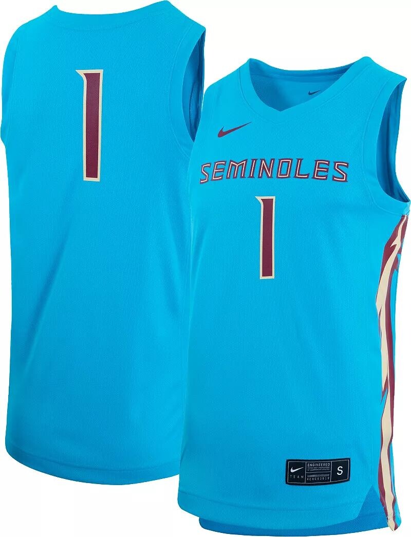 

Мужская баскетбольная майка Nike Florida State Seminoles #1 бирюзового цвета