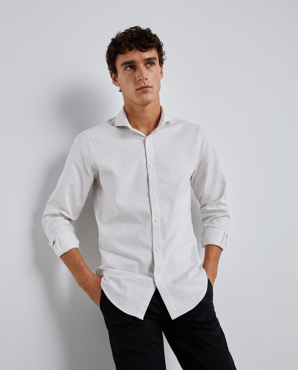 

Мужская однотонная рубашка с длинными рукавами Easy Wear, белый