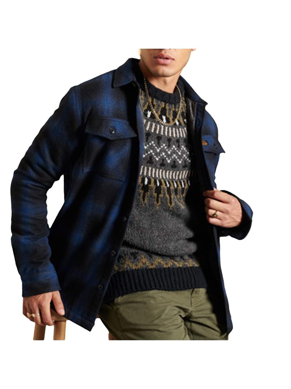 

Рубашка шерстяная мельница Superdry, синий