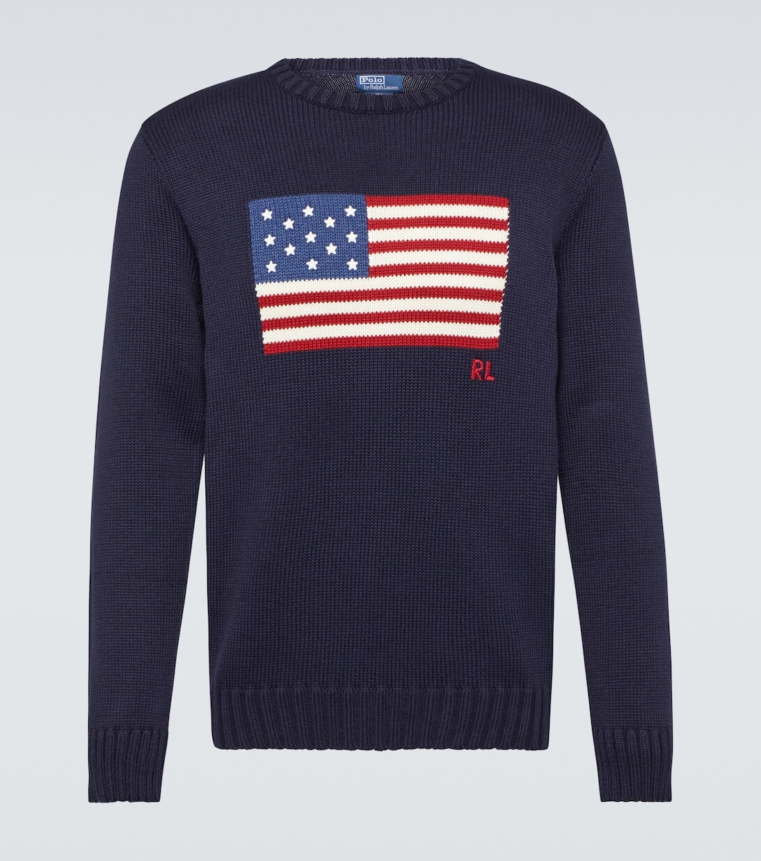 

Хлопковый свитер с принтом Polo Ralph Lauren, синий