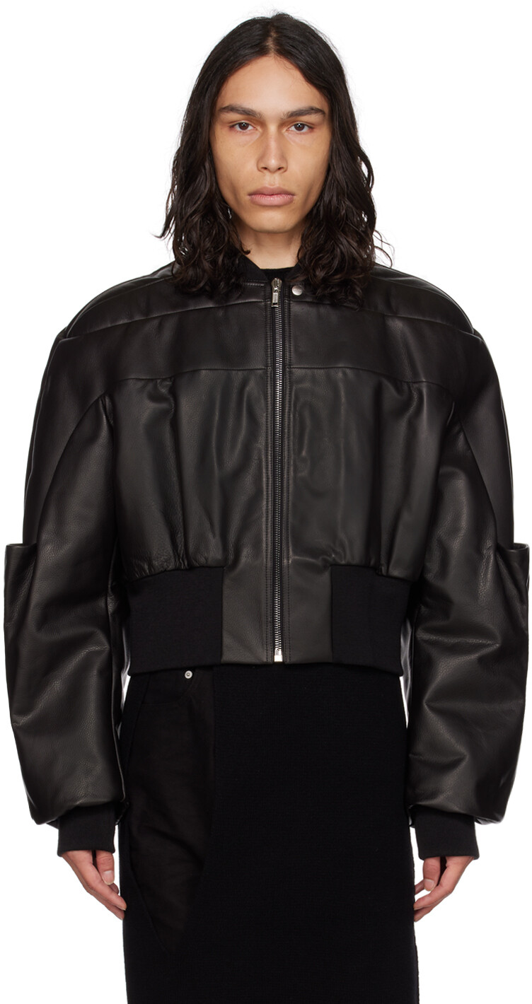 

Черный кожаный бомбер с поясом Rick Owens