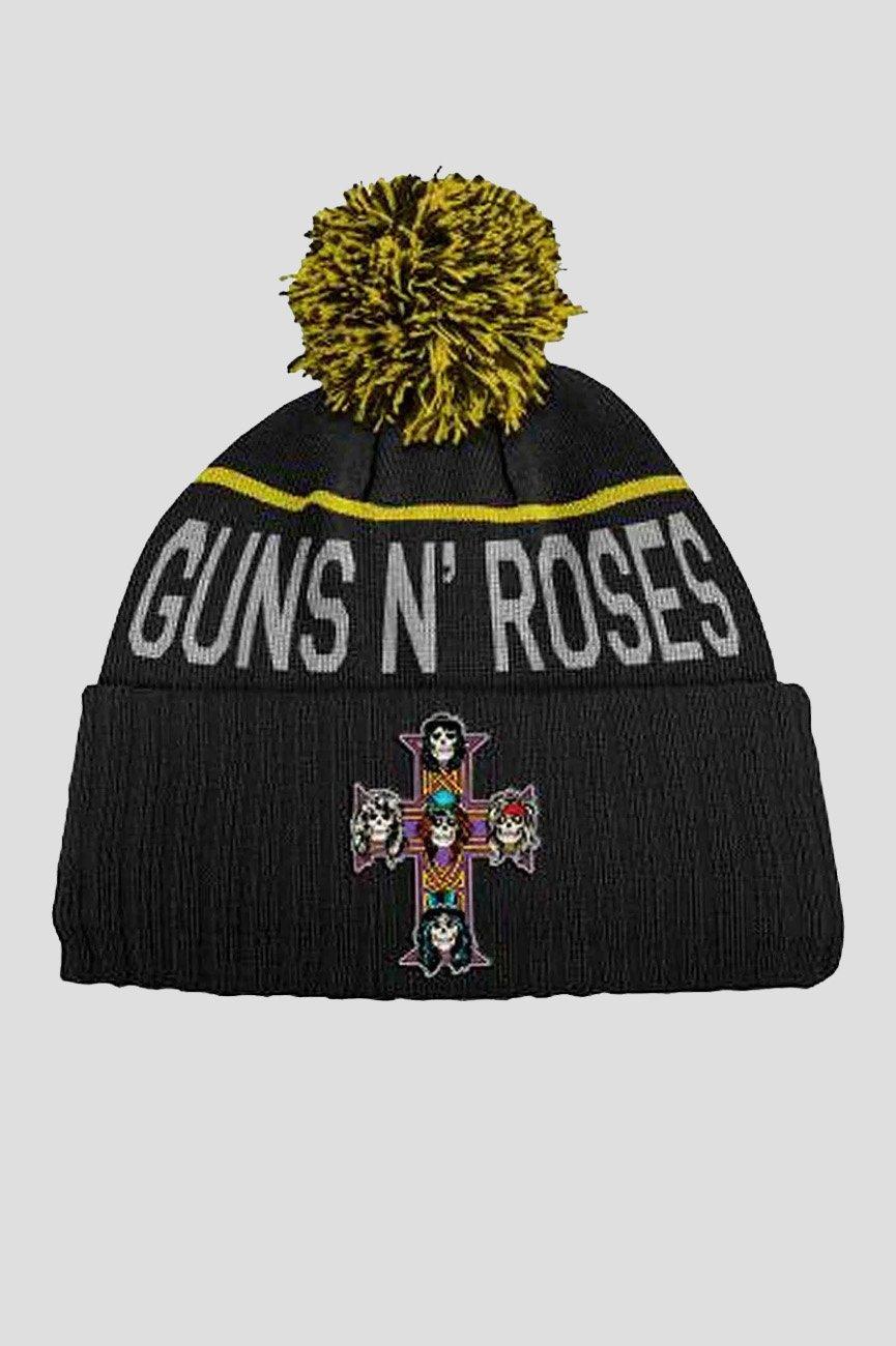 Шапка с помпоном Appetite Cross Guns N Roses, черный шапка бини шапка зимняя мужская женская кусто осенняя шапка шапка укороченная короткая шапочка с подворотом шерстяная