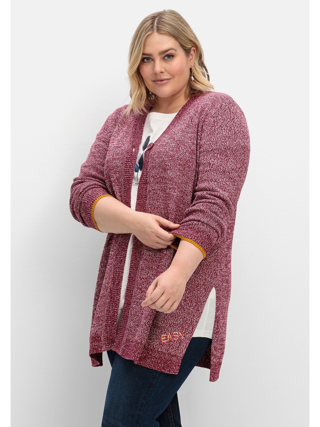 

Кардиган sheego Longstrickjacke, цвет beere meliert