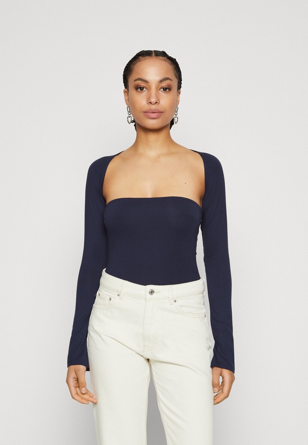 

Топ с длинными рукавами SOFT TOUCH SQUARE NECK Gina Tricot, цвет black iris
