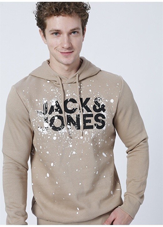 

Кремовая мужская толстовка с капюшоном и воротником Jack & Jones