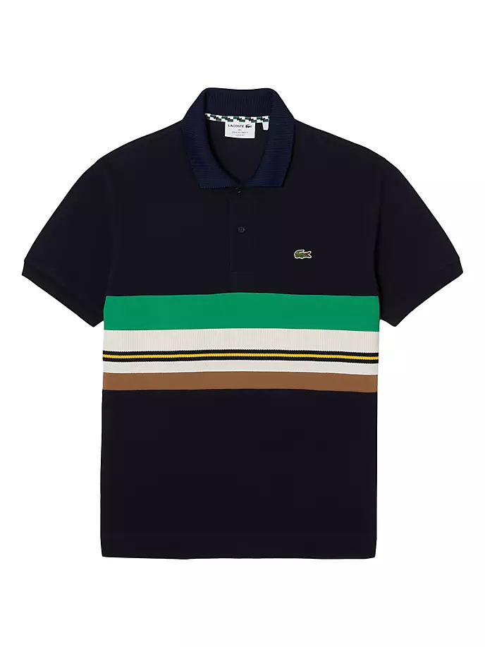 

Полосатая рубашка-поло Lacoste, темно-синий