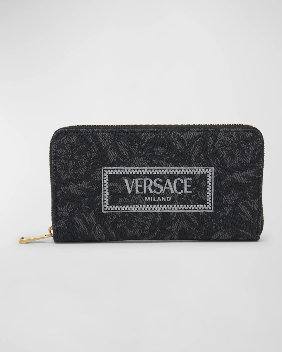 

Длинный жаккардовый кошелек на молнии с вышивкой, цвет Black Versace Gold