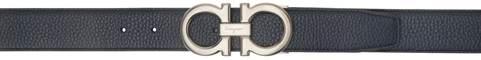 

Синий двусторонний ремень Gancini Ferragamo