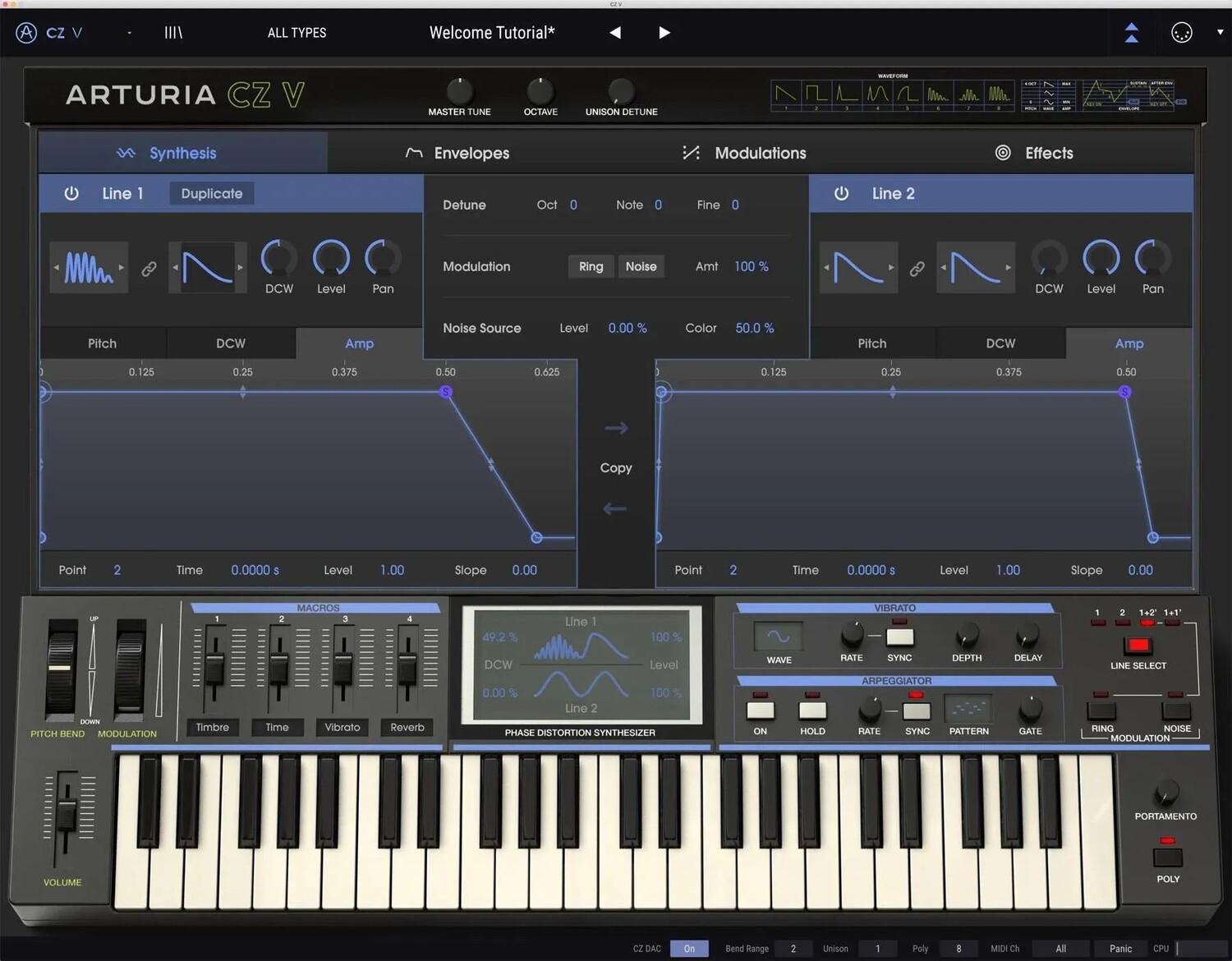 

Программное обеспечение синтезатора фазовых искажений Arturia CZ V