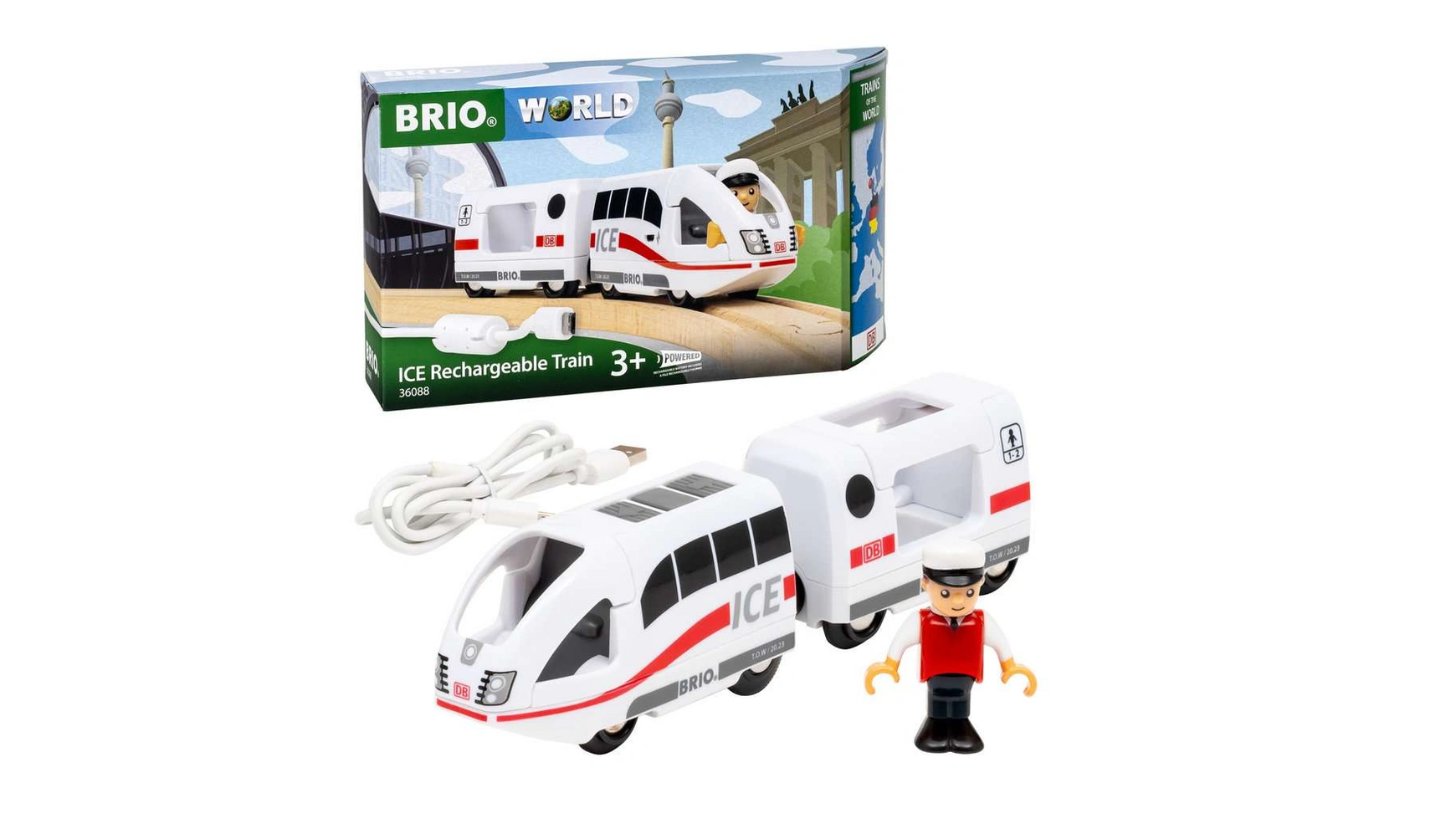 Brio Bahn Поезда мира Поезд на батарейках ICE, игрушечный локомотив на батарейках