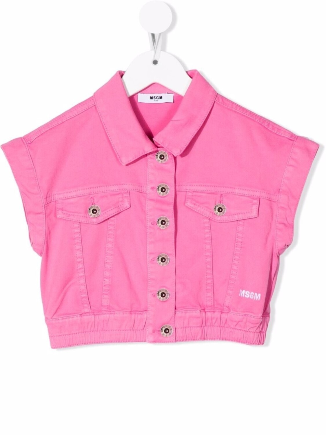 

Укороченная джинсовая куртка с рукавами кап MSGM Kids, розовый