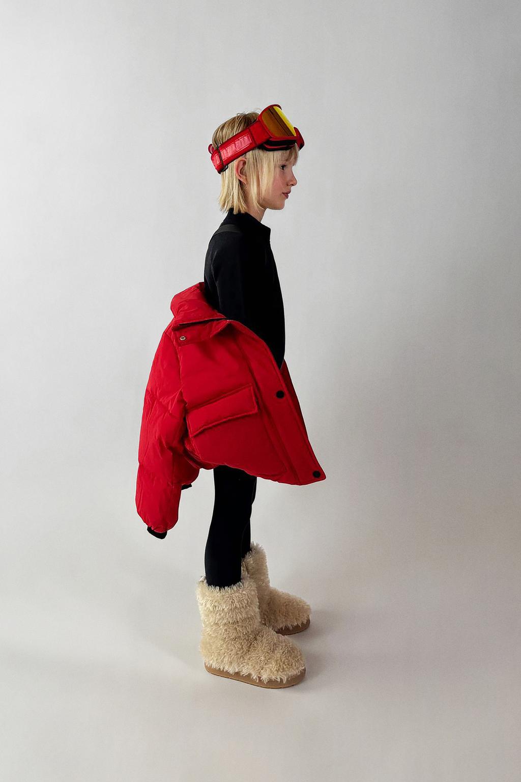 Куртка-пуховик snow collection ZARA, красный