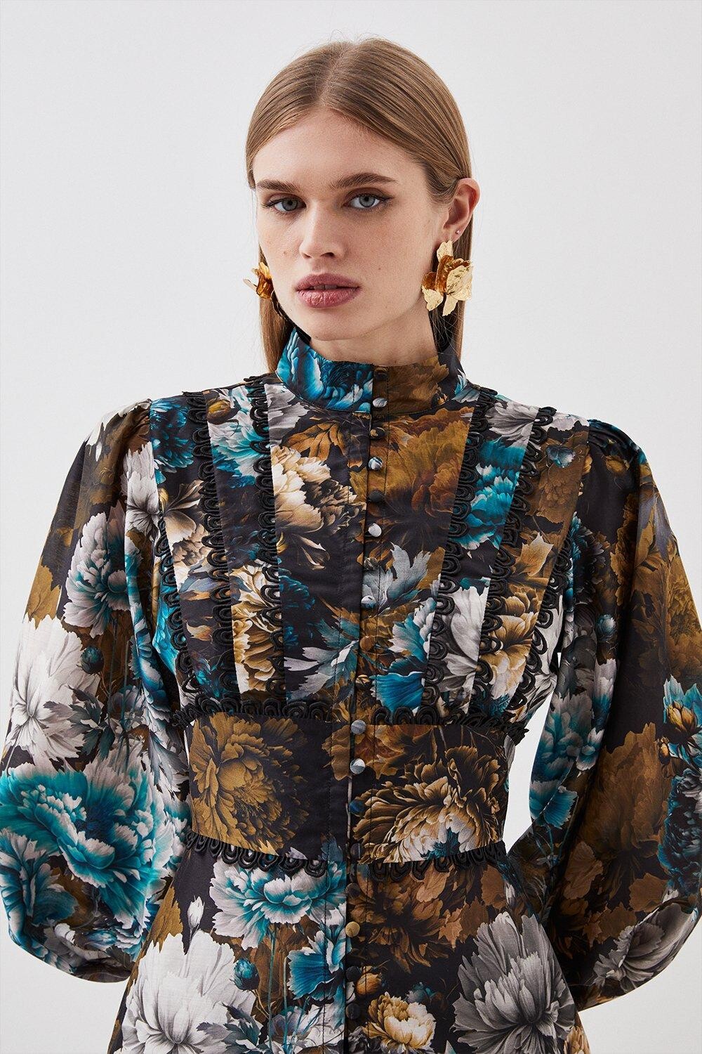 

Тканый топ с принтом Karen Millen, мультиколор