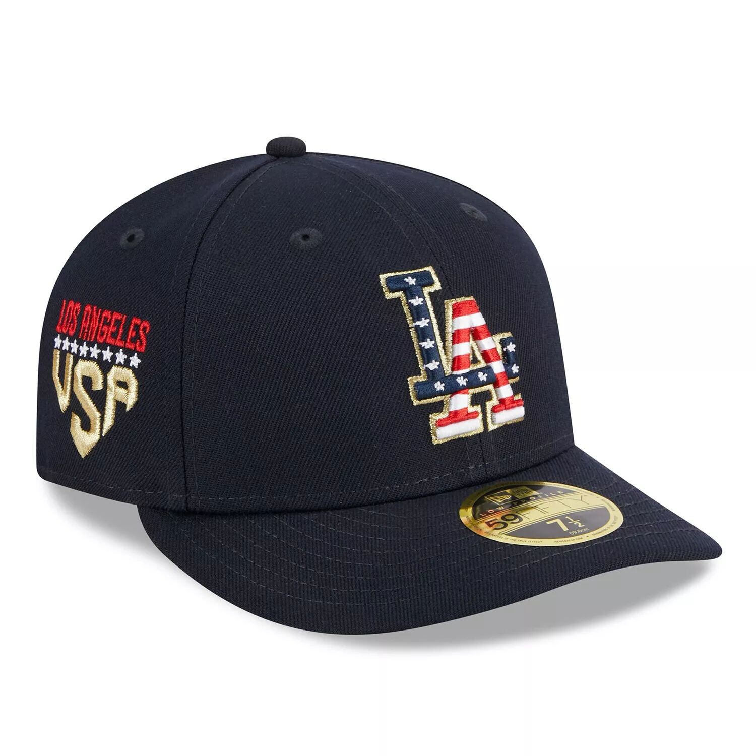 

Мужская шляпа New Era Navy Los Angeles Dodgers 4 июля, низкопрофильная 59FIFTY, приталенная шляпа