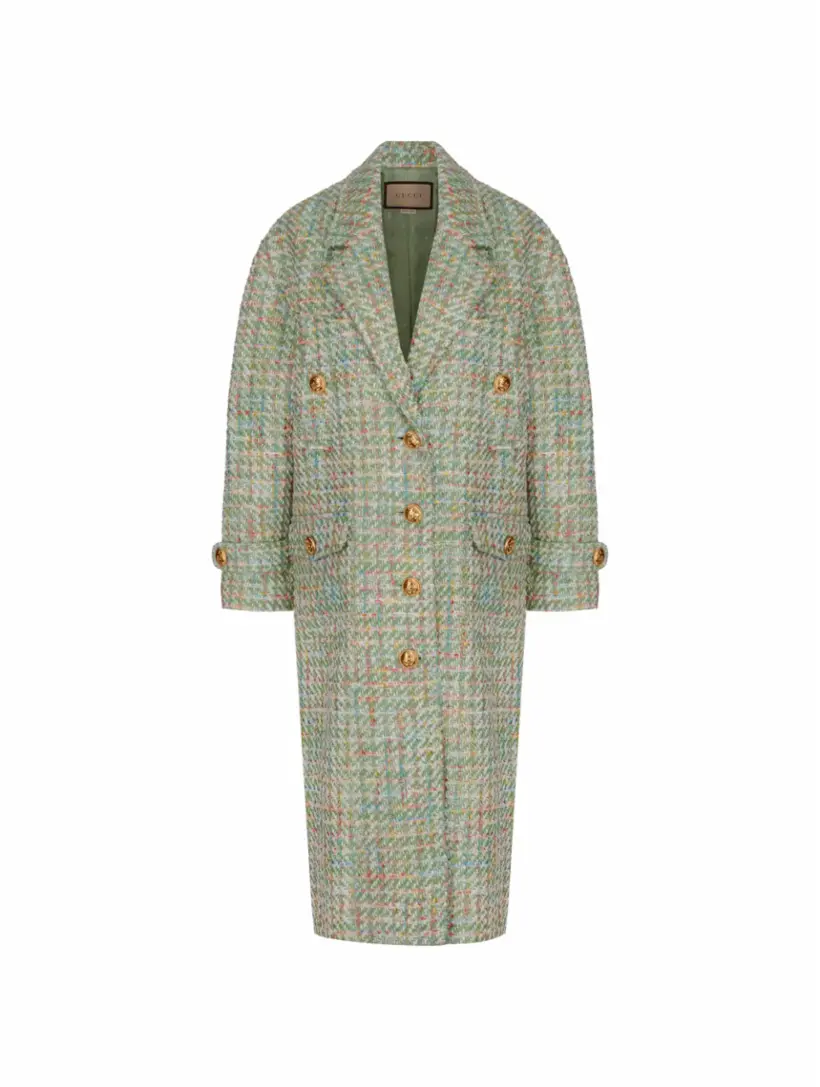 

Однобортное твидовое пальто Gucci, зелёный