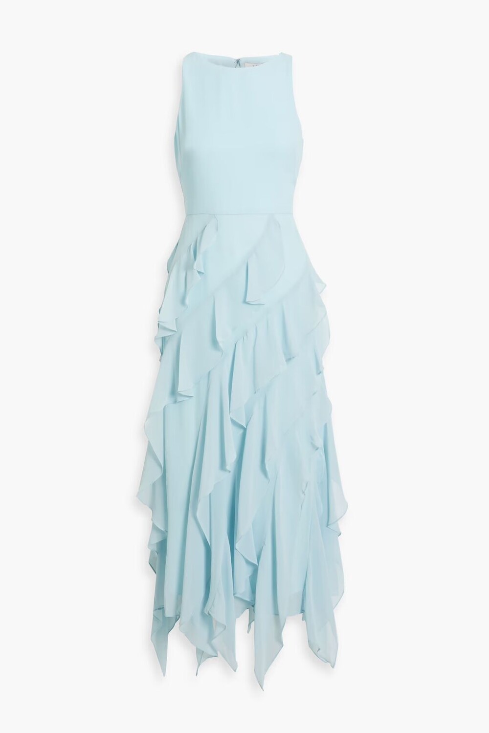 

Платье миди из шифона с оборками Badgley Mischka, голубое небо