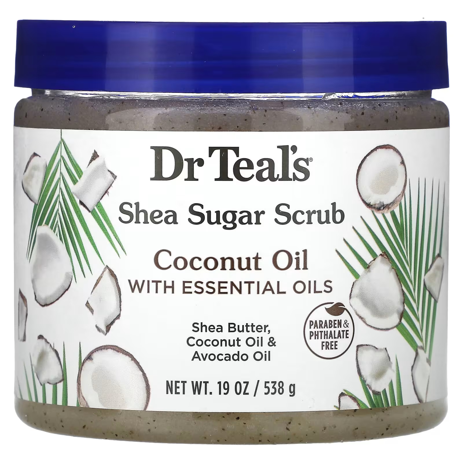 Скраб сахарный Dr.Teal's с ши, кокосовым и эфирным маслами, 538 г